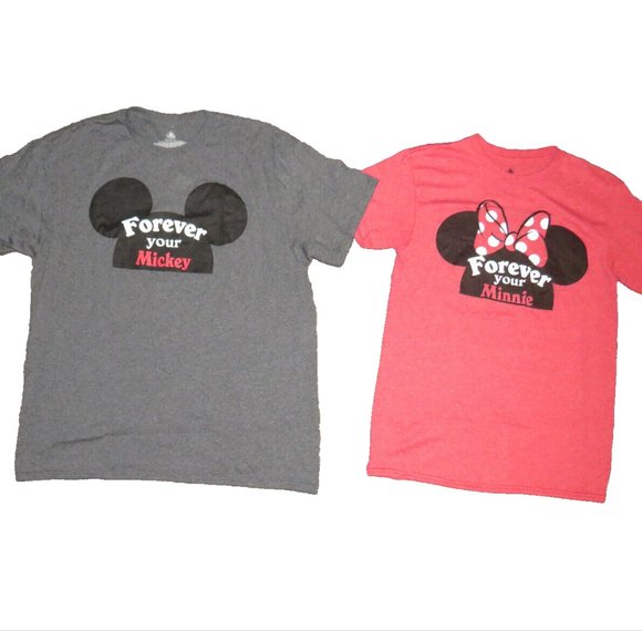 Disney Couples Set Forever Yours T-Shirts Minnie Size Small, Mickey Size Large - Picture 8 of 12